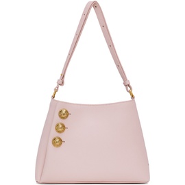 발망 Balmain Pink Embleme Grained Calfskin Shoulder Bag 242251F048021