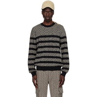 발망 Balmain Black & 오프화이트 Off-White Striped PB Labyrinth Sweater 242251M201002