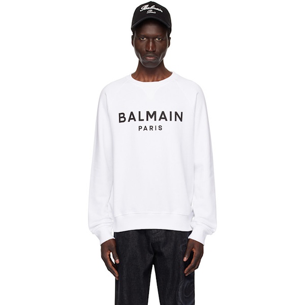 발망 White 발망 Balmain Paris Printed Sweatshirt 242251M204004