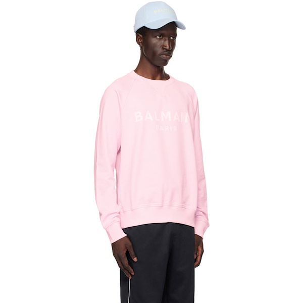 발망 Pink 발망 Balmain Paris Printed Sweatshirt 242251M204006
