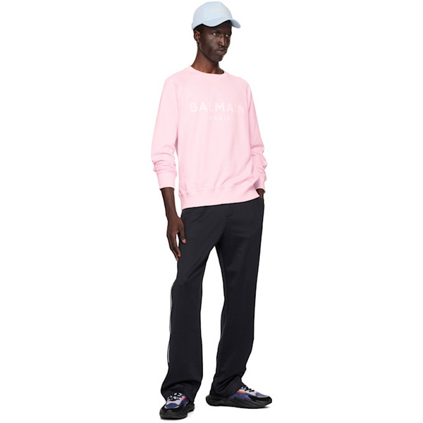 발망 Pink 발망 Balmain Paris Printed Sweatshirt 242251M204006