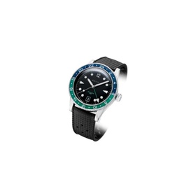 Baltic MEN'S Aquascaphe GMT Leather Black Dial Watch AQUAGMTGREEN