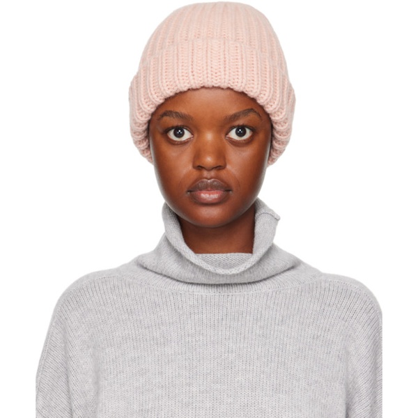  베이스레인지 Baserange Pink Ribbed Beanie 232922F014000