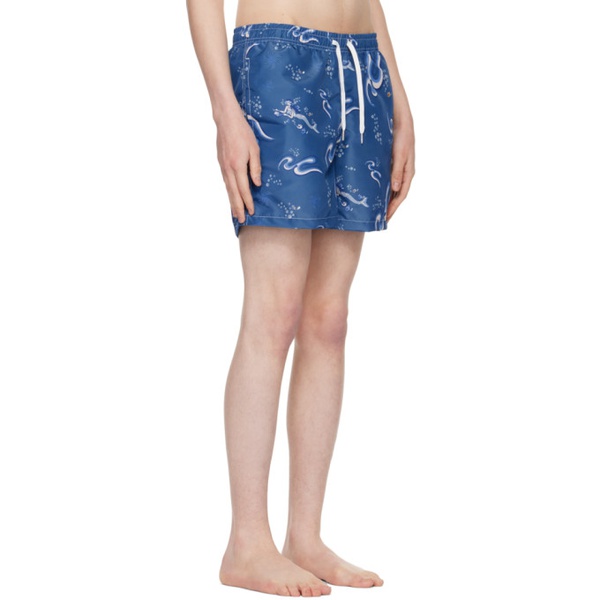  Bather Blue Printed Swim Shorts 231059M208019