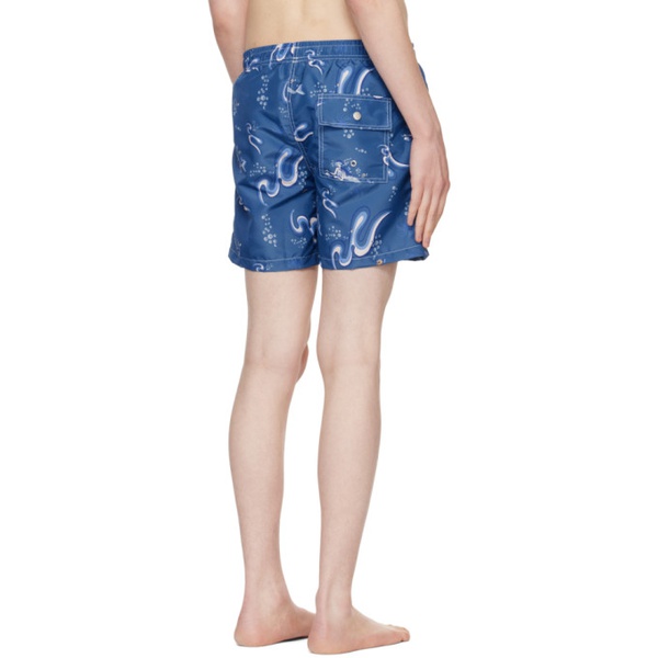  Bather Blue Printed Swim Shorts 231059M208019