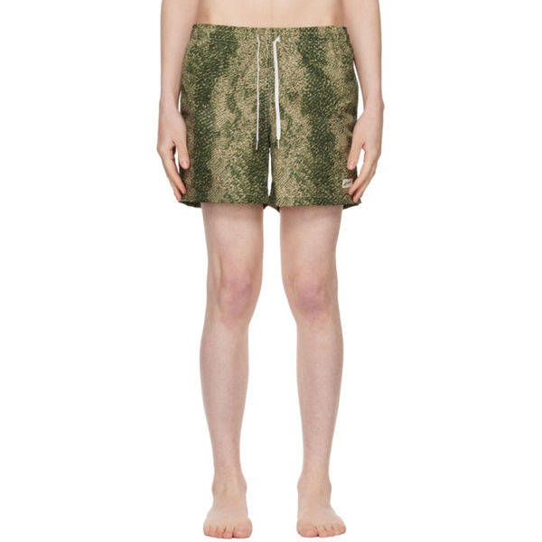  Bather Green Printed Swim Shorts 231059M208027