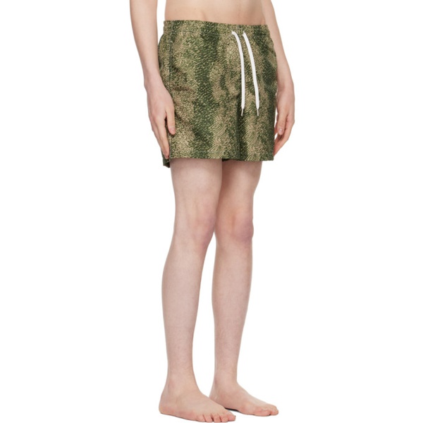  Bather Green Printed Swim Shorts 231059M208027