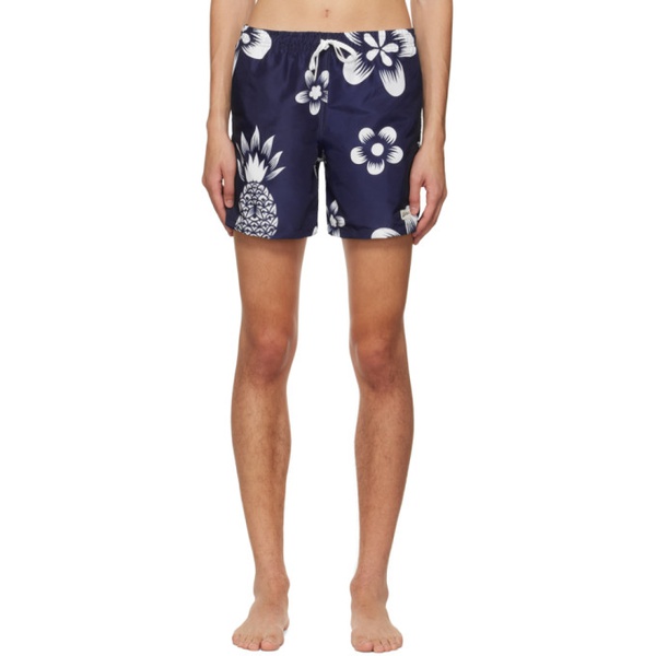  Bather Navy Coastal Floral Swim Shorts 222059M208002