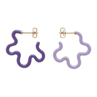 Bea Bongiasca Purple Two Tone Asymmetrical Flower Power Earrings 241172F022003