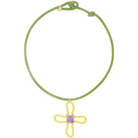 Bea Bongiasca Yellow & Green Pop Choker & Lucky Flower Pendant Necklace 242172F010001