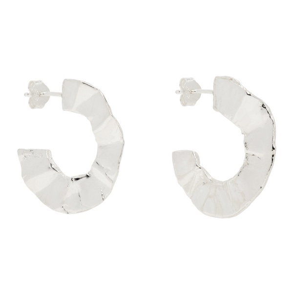  Beaufille Silver Crinkle Hoop Earrings 241868F022000