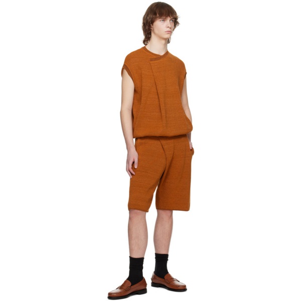  비앙카 손더스 Bianca Saunders Orange Pleat Shorts 231191M193002