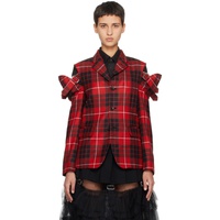 Black Comme des Garcons Red Check Blazer 232935F057000