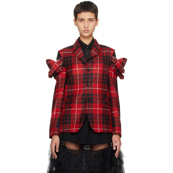  Black Comme des Garcons Red Check Blazer 232935F057000