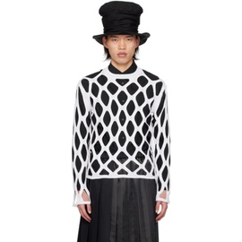 Black Comme des Garcons White Cutout Sweater 242935M201000