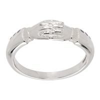 Bleue Burnham SSENSE Exclusive Silver Hands Of Thought Ring 241379M147015
