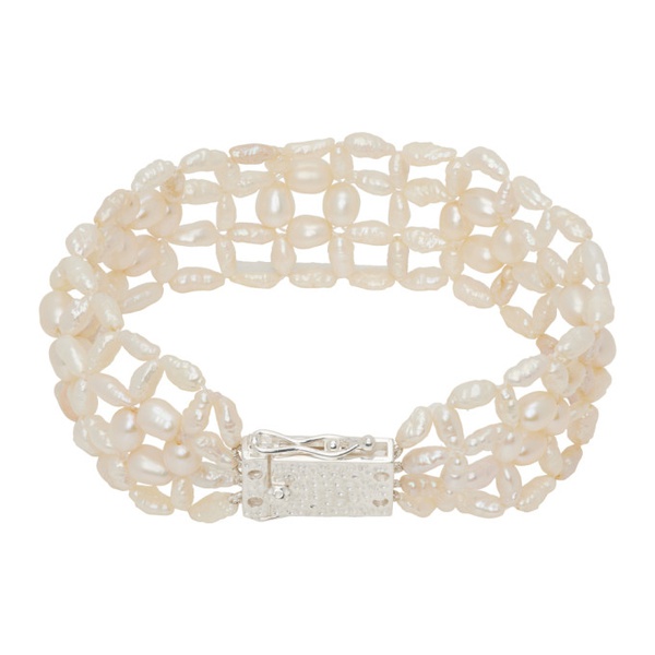  Bleue Burnham 오프화이트 Off-White Woven Antique Pearl Bracelet 241379M142011