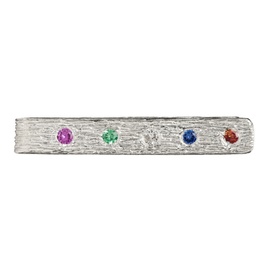 Bleue Burnham SSENSE Exclusive Silver & Multicolor Gemstone Money Clip Tie Bar 221379M149000