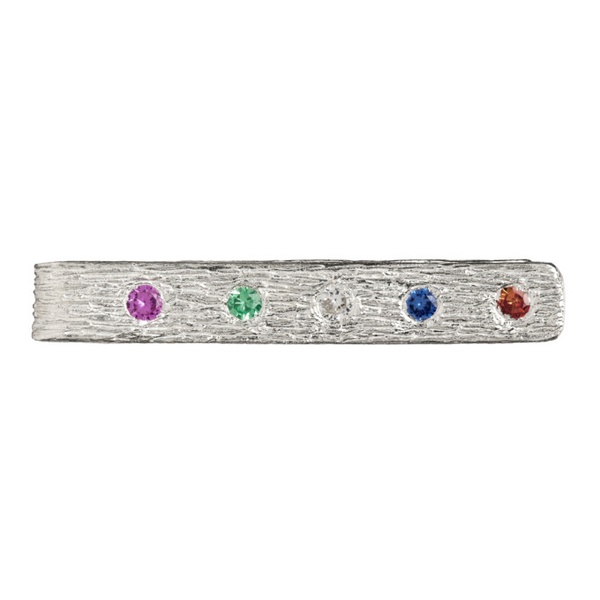  Bleue Burnham SSENSE Exclusive Silver & Multicolor Gemstone Money Clip Tie Bar 221379M149000