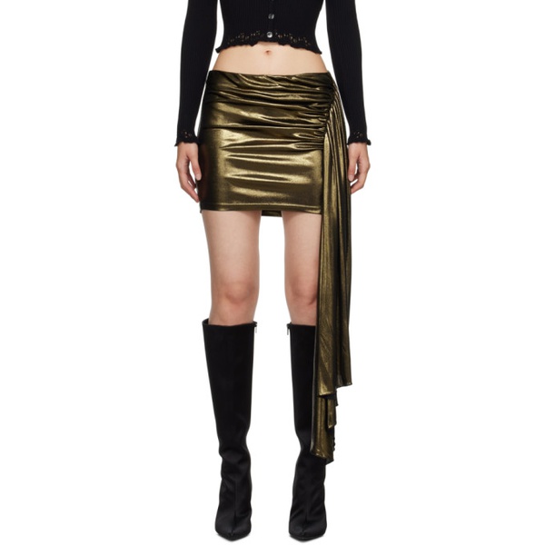  블루마린 Blumarine Gold Gathered Miniskirt 232901F090019