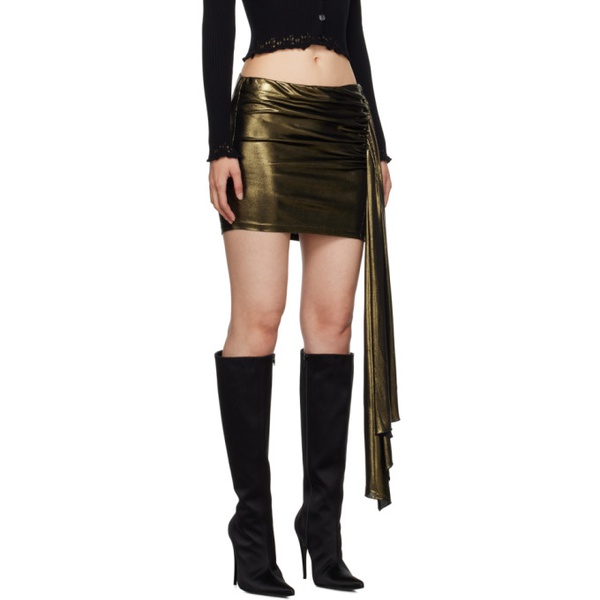  블루마린 Blumarine Gold Gathered Miniskirt 232901F090019