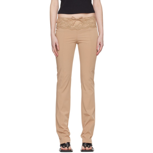  블루마린 Blumarine Taupe Slim Trousers 241901F087010