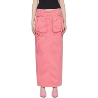 블루마린 Blumarine Pink Embroidered Maxi Skirt 241901F093000