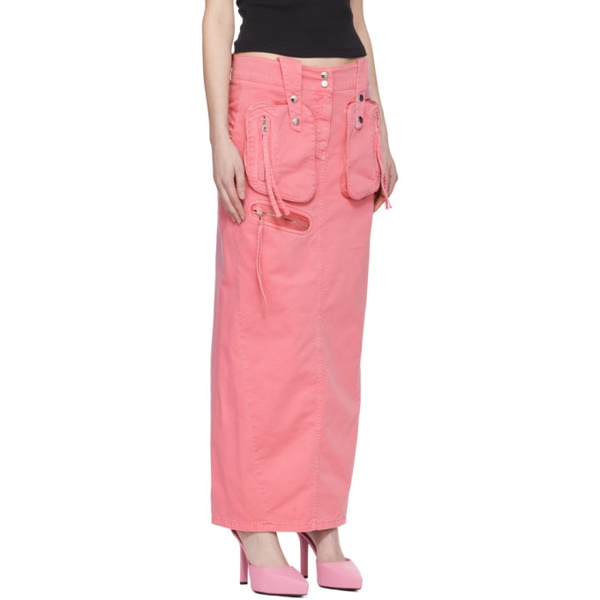  블루마린 Blumarine Pink Embroidered Maxi Skirt 241901F093000