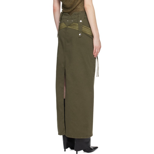  블루마린 Blumarine Green Embroidered Maxi Skirt 241901F093001