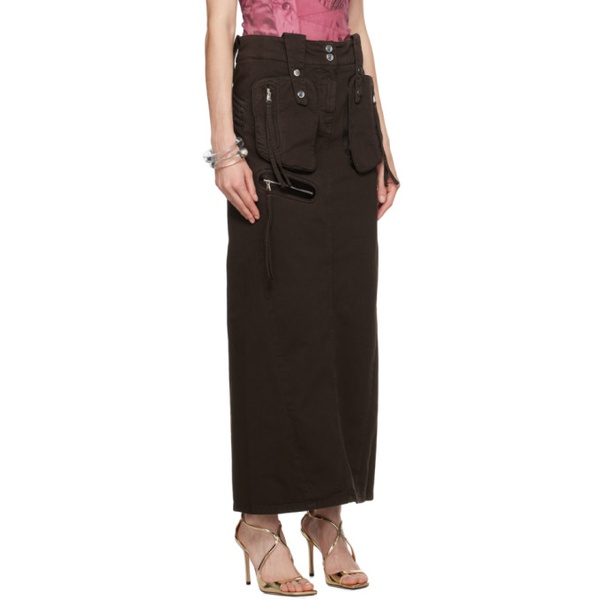  블루마린 Blumarine Brown Pockets Maxi Skirt 241901F093002