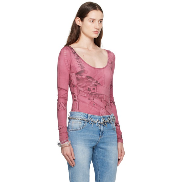  블루마린 Blumarine Pink Printed Bodysuit 241901F358001
