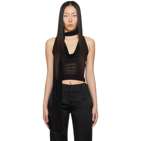  블루마린 Blumarine Black Cowl Neck Tank Top 241901F111022