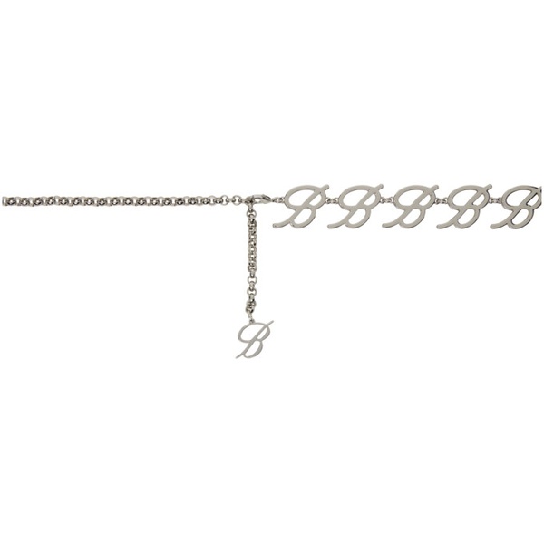  블루마린 Blumarine Silver Logo Chain Belt 241901F001000
