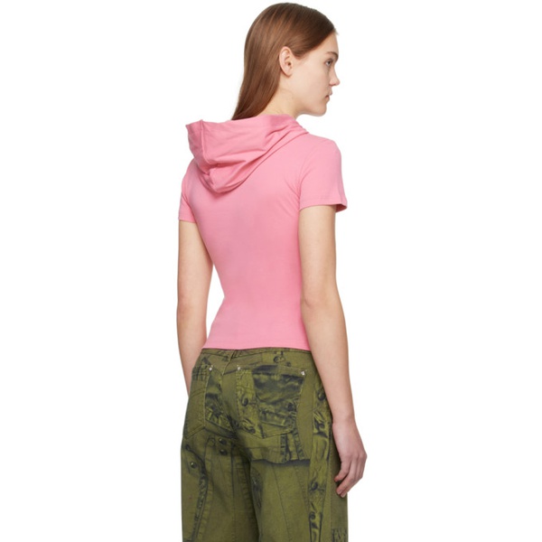  블루마린 Blumarine Pink Hooded T-Shirt 241901F110011