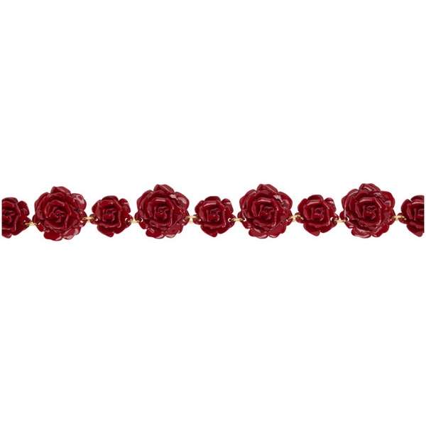  블루마린 Blumarine Gold & Red Rose Resin Belt 241901F001010