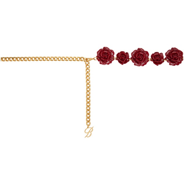  블루마린 Blumarine Gold & Red Rose Resin Belt 241901F001010