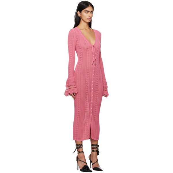  블루마린 Blumarine Pink Button Midi Dress 241901F054001
