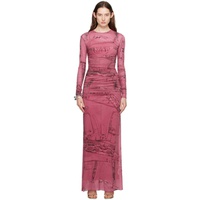 블루마린 Blumarine Pink Crewneck Maxi Dress 241901F055000