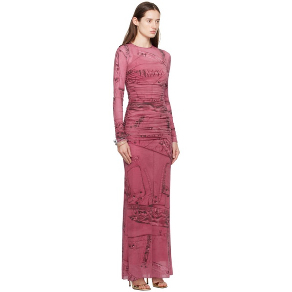  블루마린 Blumarine Pink Crewneck Maxi Dress 241901F055000