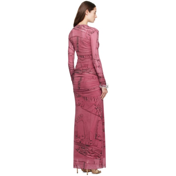  블루마린 Blumarine Pink Crewneck Maxi Dress 241901F055000