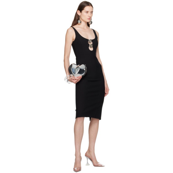  블루마린 Blumarine Black Rose Midi Dress 241901F054006