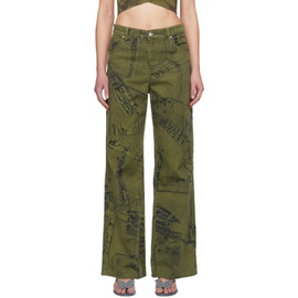 블루마린 Blumarine Khaki Printed Jeans 241901F069002