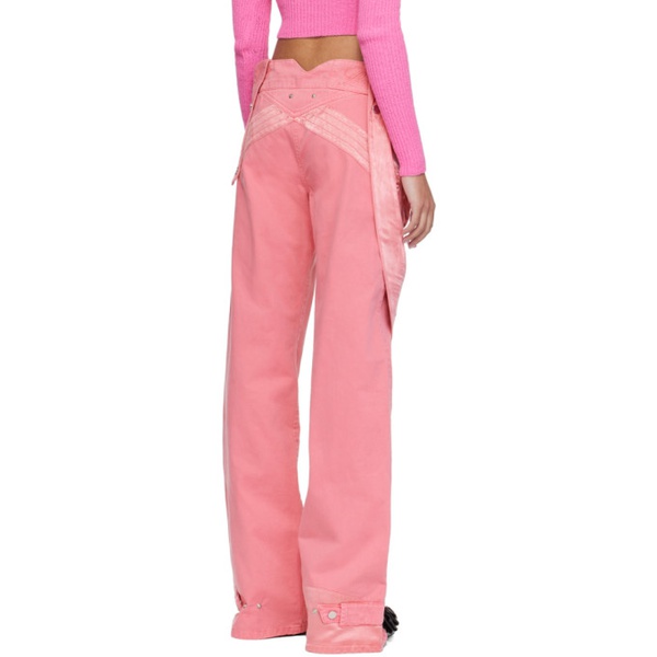  블루마린 Blumarine Pink Garment-Dyed Denim Cargo Pants 241901F087005