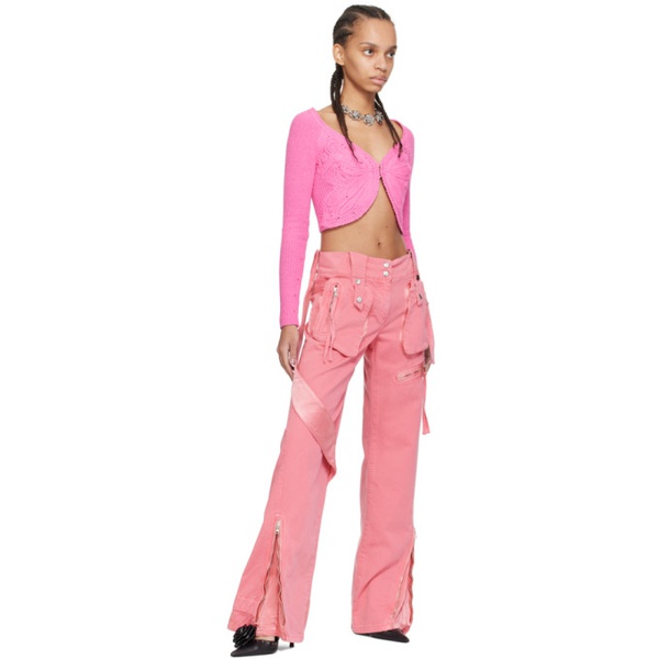  블루마린 Blumarine Pink Garment-Dyed Denim Cargo Pants 241901F087005