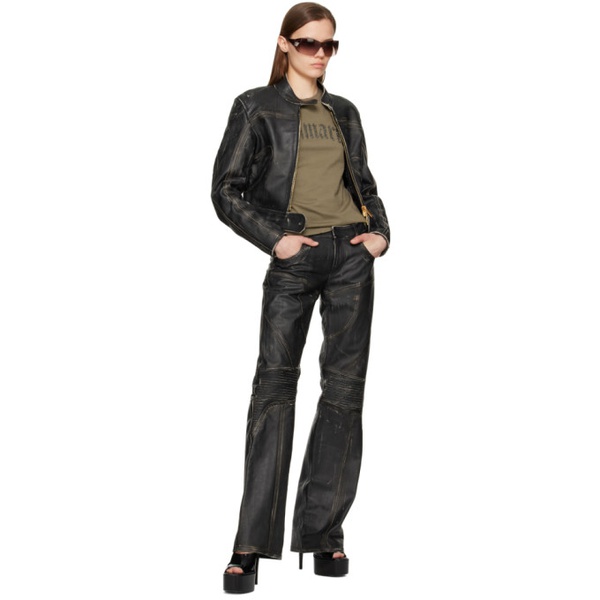  블루마린 Blumarine Black Distressed Leather Jacket 231901F064000