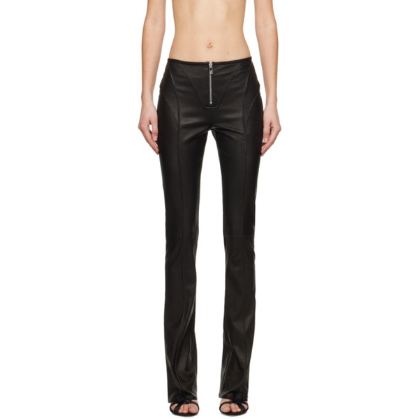  블루마린 Blumarine Black Paneled Leather Pants 241901F084003
