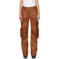 블루마린 Blumarine Brown Bellows Pocket Leather Pants 241901F084002