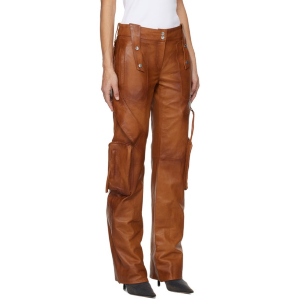  블루마린 Blumarine Brown Bellows Pocket Leather Pants 241901F084002