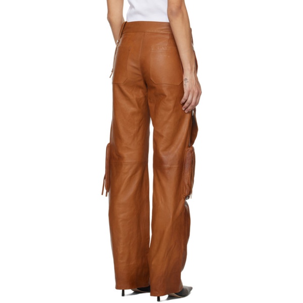  블루마린 Blumarine Brown Bellows Pocket Leather Pants 241901F084002