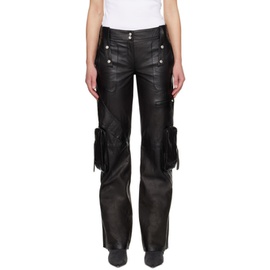 블루마린 Blumarine Black Spiral Leather Cargo Pants 241901F084000
